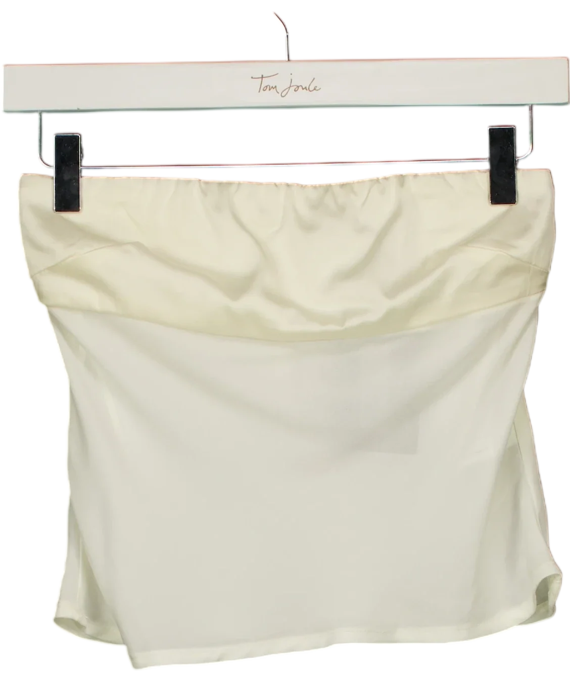 WHITE FOX White Cream Off White Strapless Mesh Crop Top, size UK XS — front
