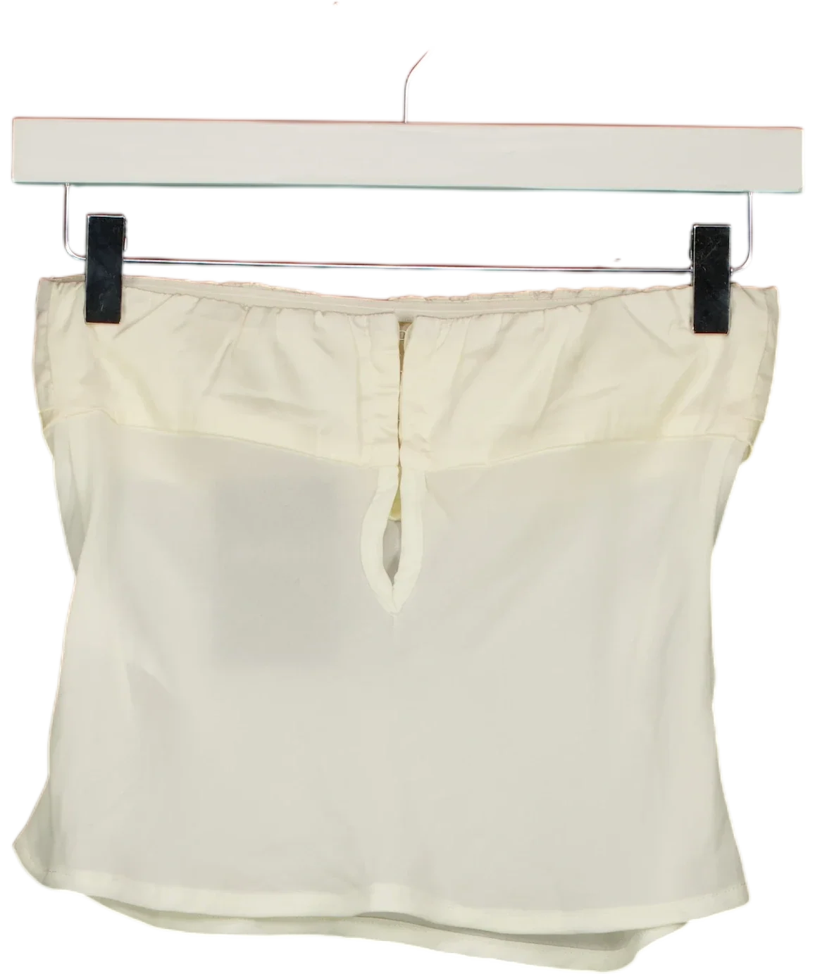 WHITE FOX White Cream Off White Strapless Mesh Crop Top, size UK XS — back