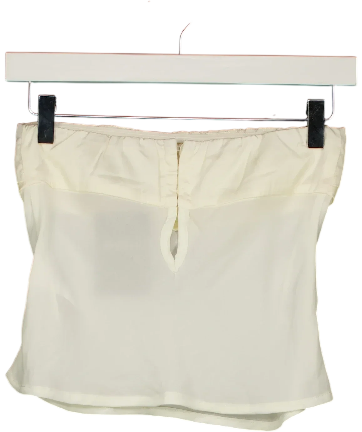 WHITE FOX White Cream Off White Strapless Mesh Crop Top, size UK XS — back
