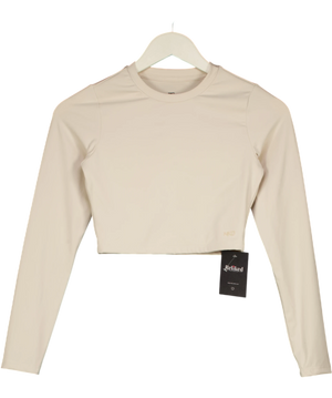 NKD Apparel Long Sleeve Basic Crop Tee Sand Beige UK S