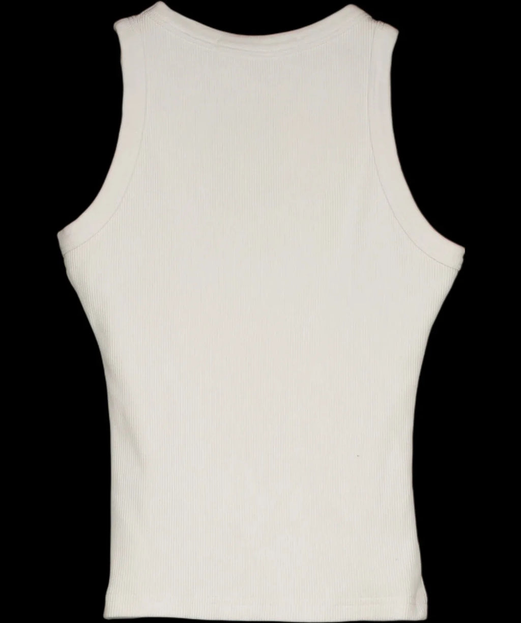 Milana Studios White Core Ribbed Racer Vest White, size UK S — label