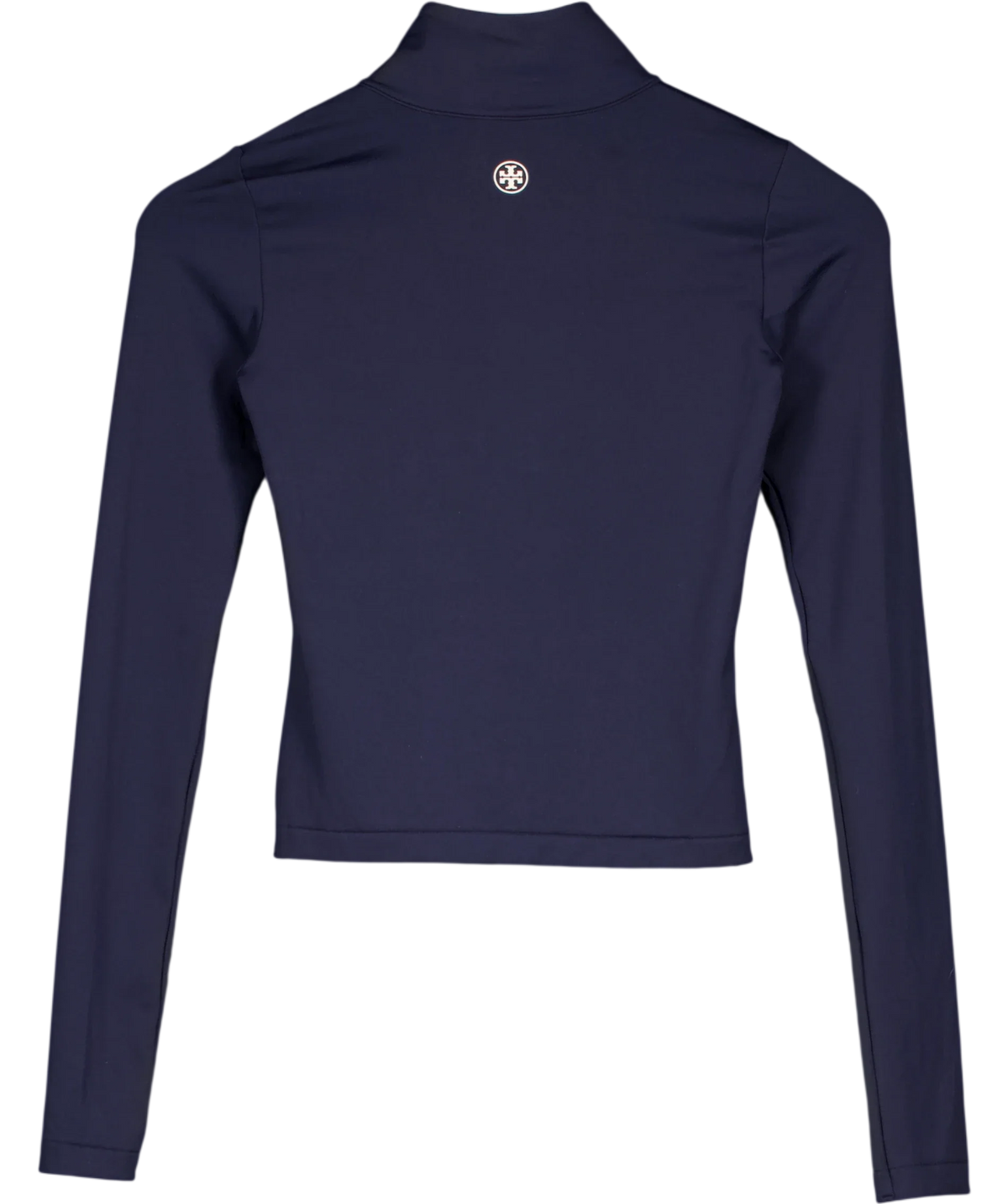 TORY BURCH SPORT Blue Cropped Half-Zip Long-Sleeve Top Navy BLUE, size UK XS — back