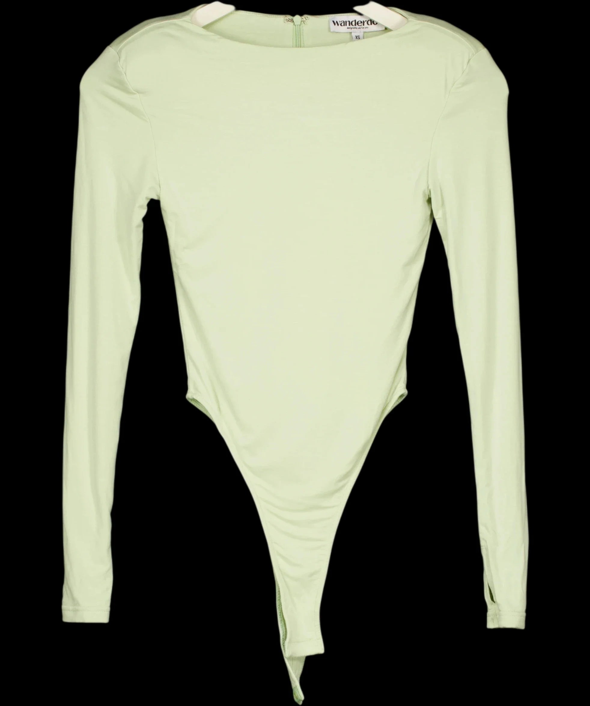 WANDERDOLL Green PALE Green High-Cut Long Sleeve Bodysuit, size UK XS — detail
