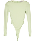 WANDERDOLL Green PALE Green High-Cut Long Sleeve Bodysuit, size UK XS — front