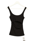 ASOS Black Black Cut-Out Back Tank Top, size UK XS — front