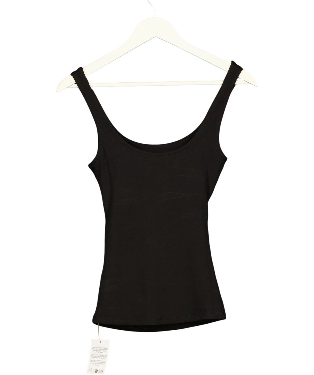 ASOS Black Black Cut-Out Back Tank Top, size UK XS — back