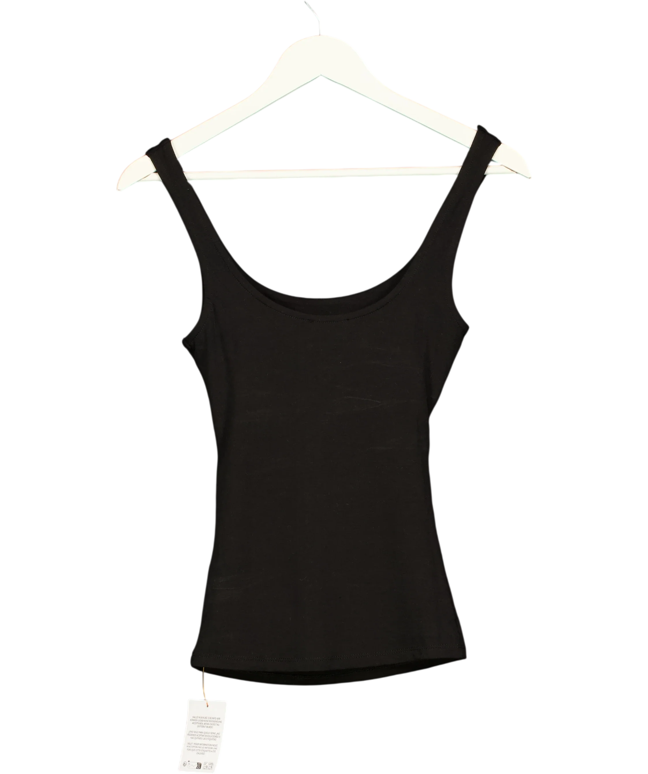 ASOS Black Black Cut-Out Back Tank Top, size UK XS — back