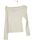 LONDI Cream Cream Asymmetric Off-Shoulder Long Sleeve Top, size UK M — front