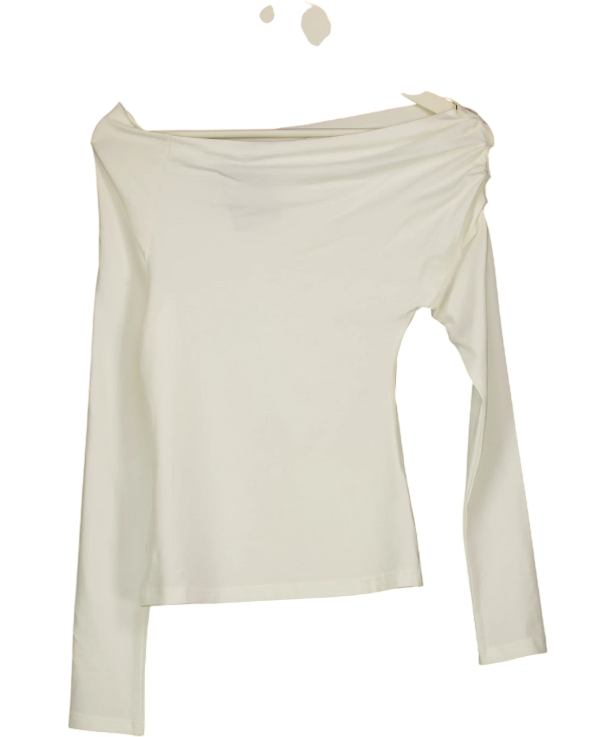 LONDI Cream Cream Asymmetric Off-Shoulder Long Sleeve Top, size UK M — front