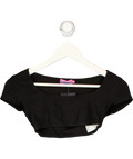 Edikted Black Black Basic Scoop Neck Cap Sleeve Crop Top, size UK S — front