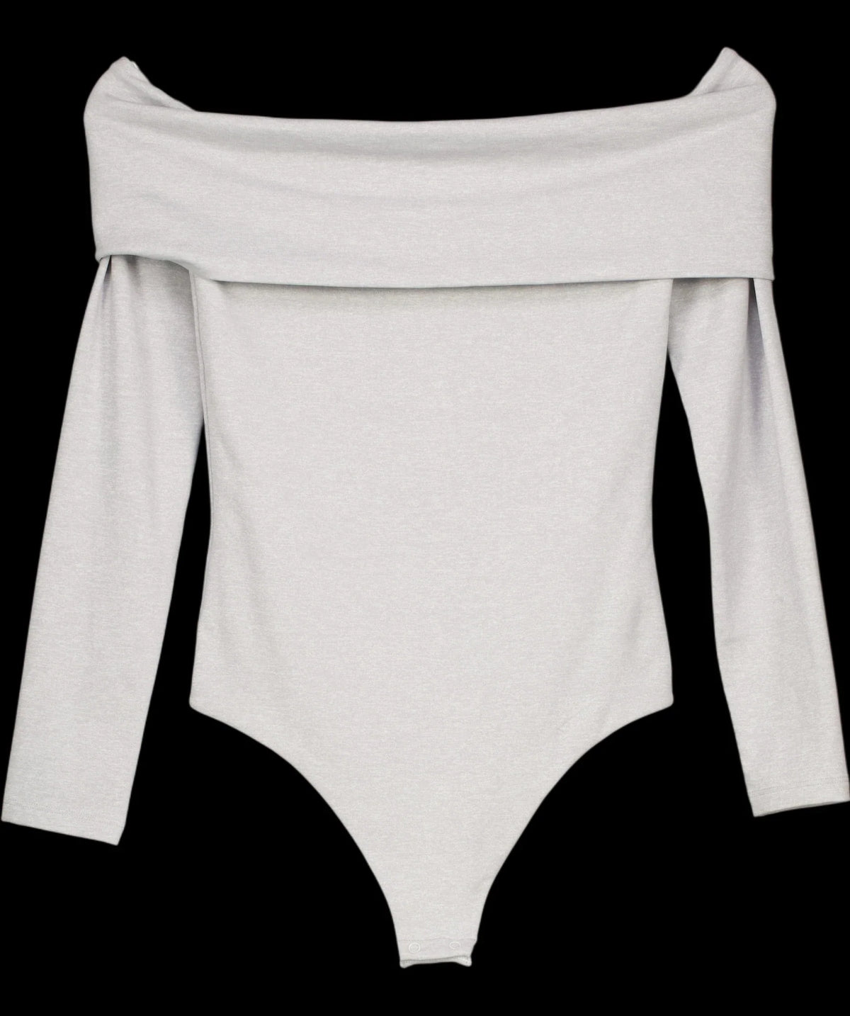 ARITZIA Grey Contour Off-Shoulder Long Sleeve Bodysuit in Light Heather Grey, size UK S — care label