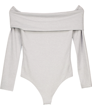 ARITZIA Contour Off-shoulder Long Sleeve Bodysuit In Light Heather Grey UK S
