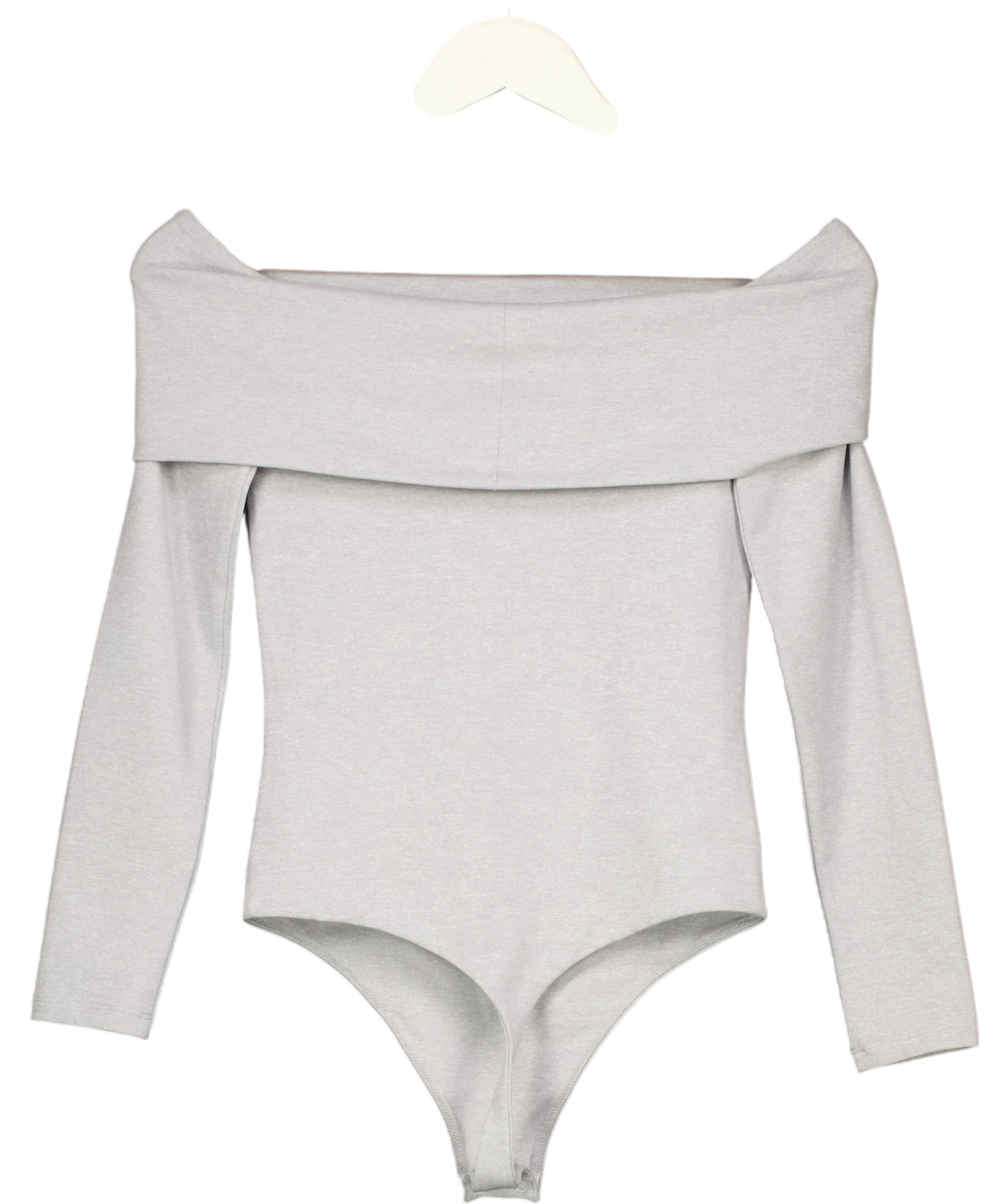 ARITZIA Grey Contour Off-Shoulder Long Sleeve Bodysuit in Light Heather Grey, size UK S — back