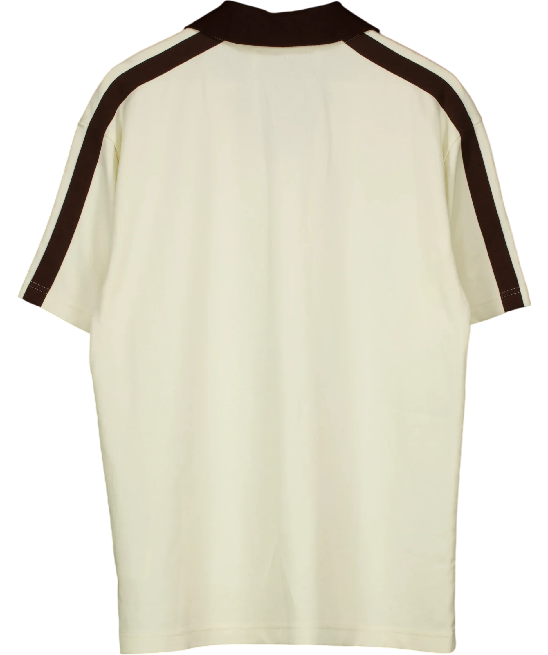 ANN ANDELMAN Cream Contrast Trim V-Neck Polo Jersey Cream, size UK M — back
