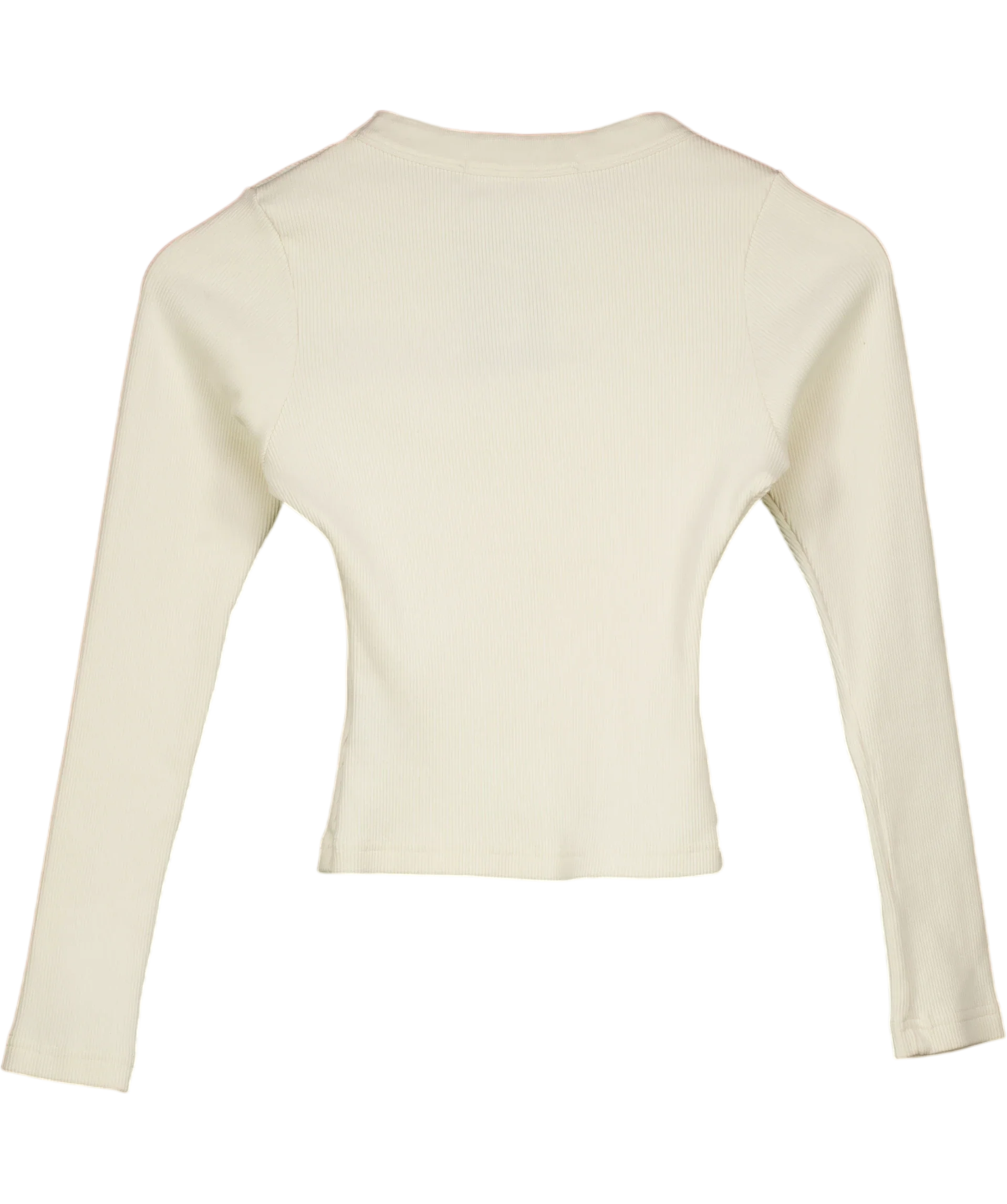 Milana Studios White Ribbed Long Sleeve Crop Top Cream, size UK S — back