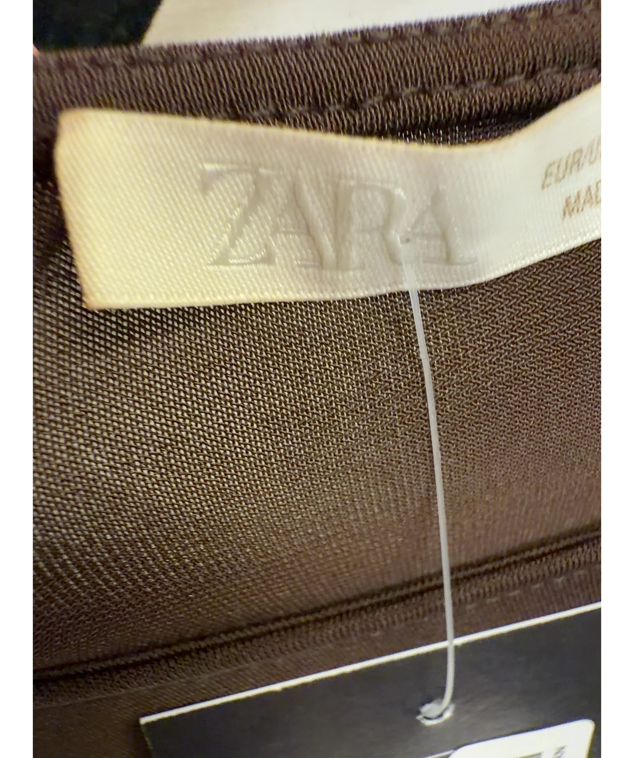 ZARA Brown Gathered Long Sleeve T-Shirt Brown, size UK S — detail