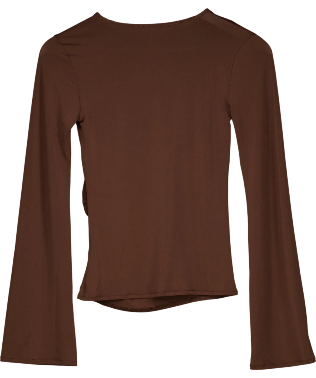 ZARA Brown Gathered Long Sleeve T-Shirt Brown, size UK S — back