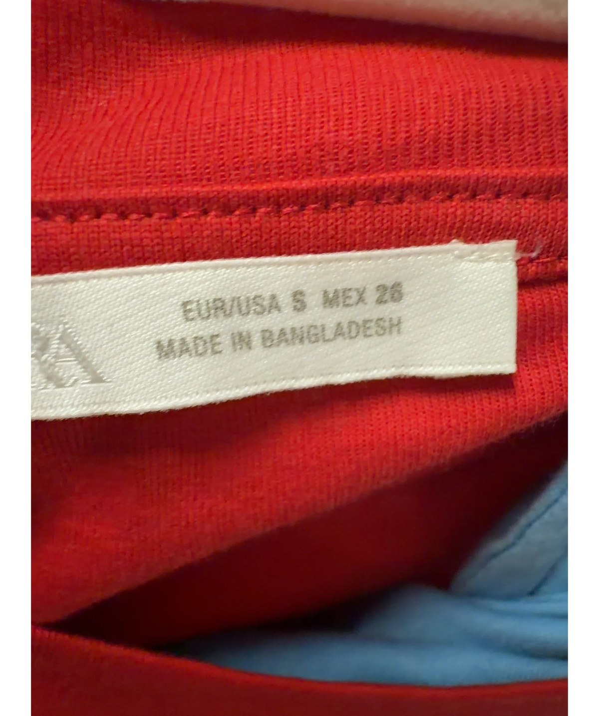 ZARA Double Effect Red T-shirt And Light Blue Halter Layer Set UK S — Size
