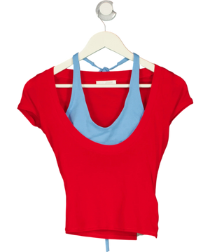ZARA Double Effect Red T-shirt And Light Blue Halter Layer Set UK S