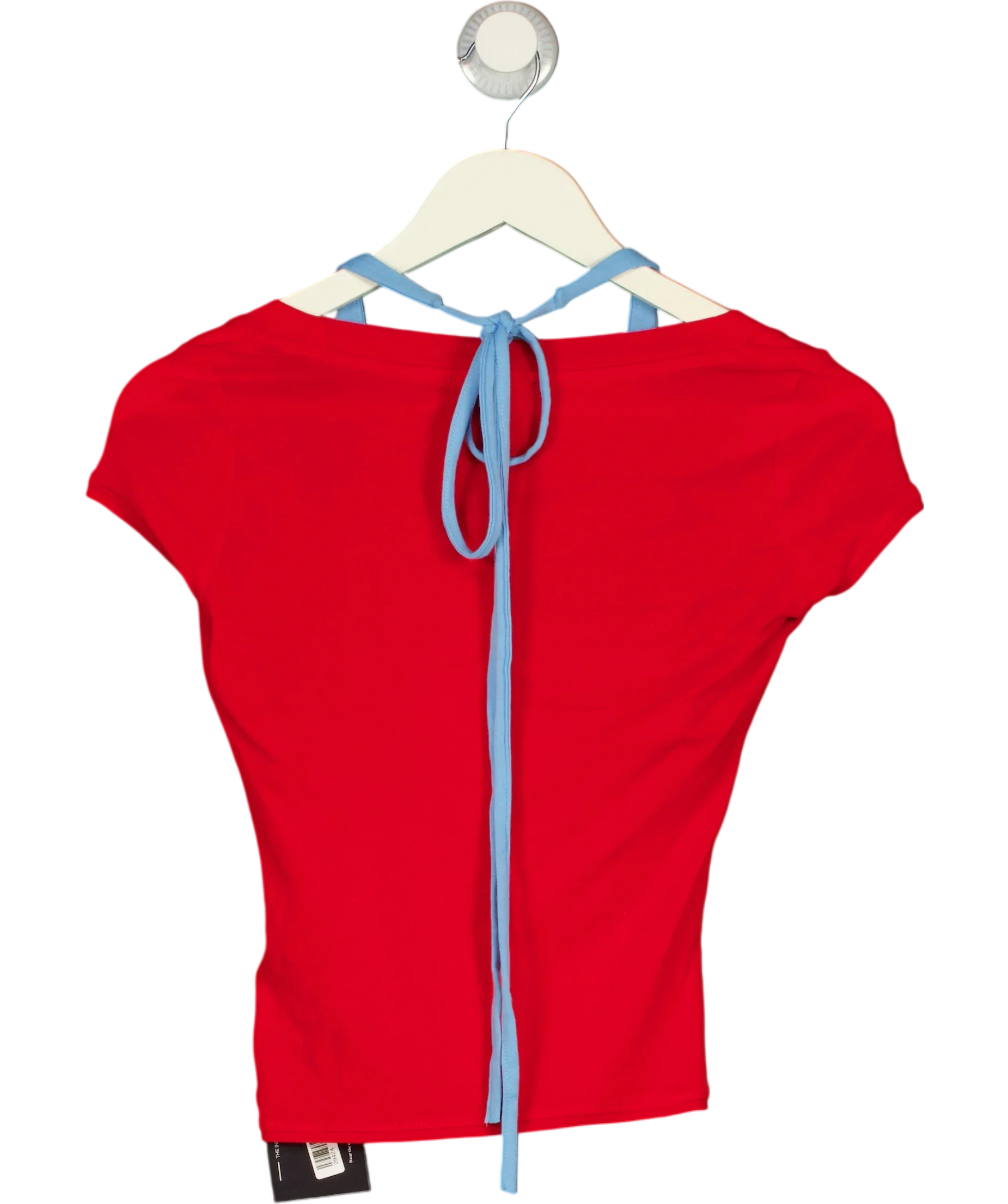 ZARA Red Double Effect Red T-Shirt and Light Blue Halter Layer Set, size UK S — back