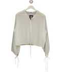 Weekday White Off White Tie Front Drawstring Blouse, size UK S — front