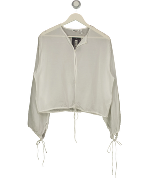 Weekday Off White Tie Front Drawstring Blouse UK S