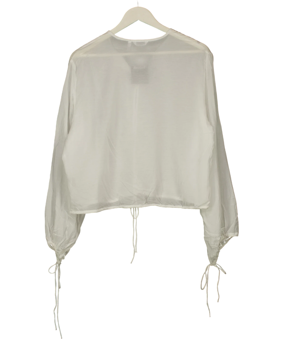 Weekday White Off White Tie Front Drawstring Blouse, size UK S — back