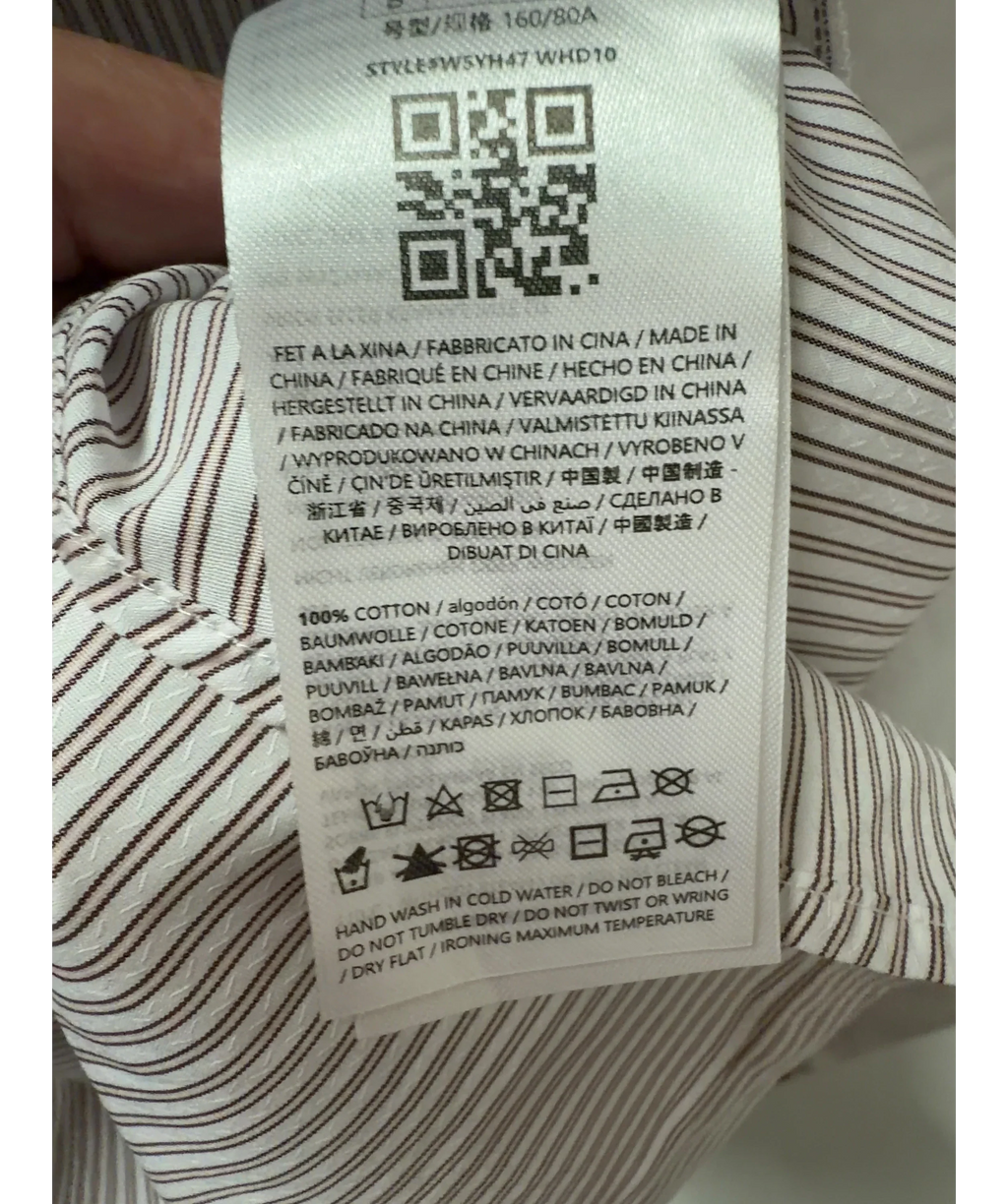 Guess Lauriane Beige And White Striped Logo Shirt UK S — Materials