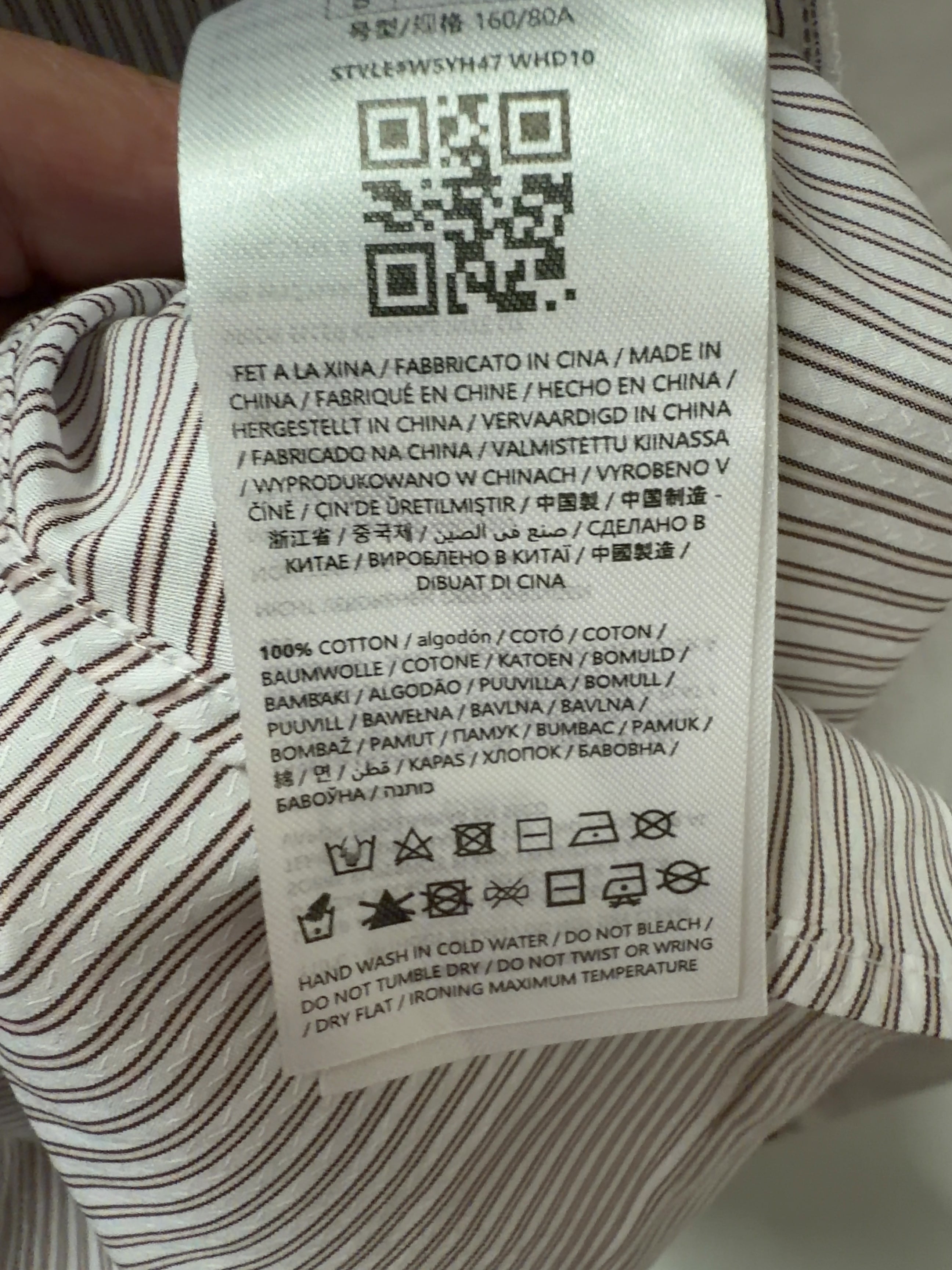 Guess White Lauriane Beige and White Striped Logo Shirt, size UK S — label