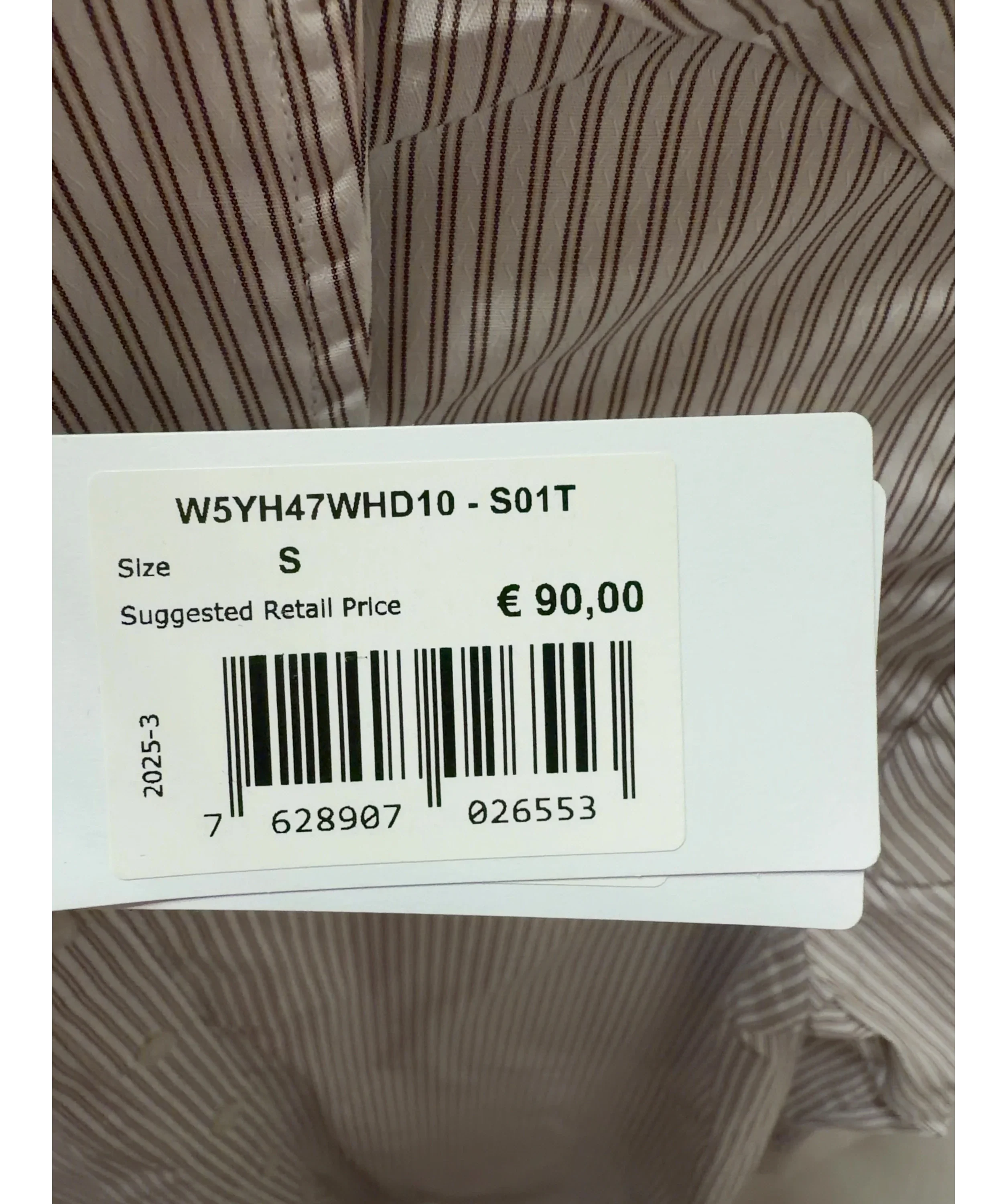 Guess White Lauriane Beige and White Striped Logo Shirt, size UK S — care label