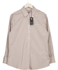 Guess White Lauriane Beige and White Striped Logo Shirt, size UK S — front