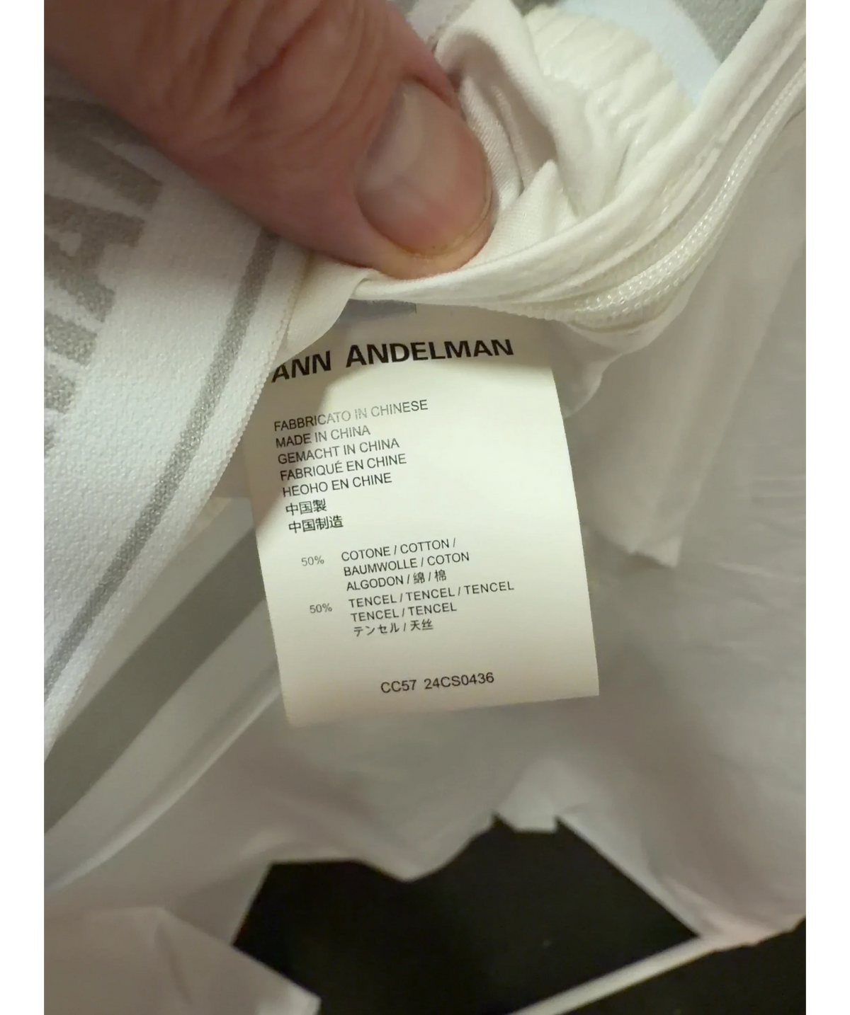 ANN ANDELMAN White Elastic Elasticated Band Cropped Shirt UK S — Materials