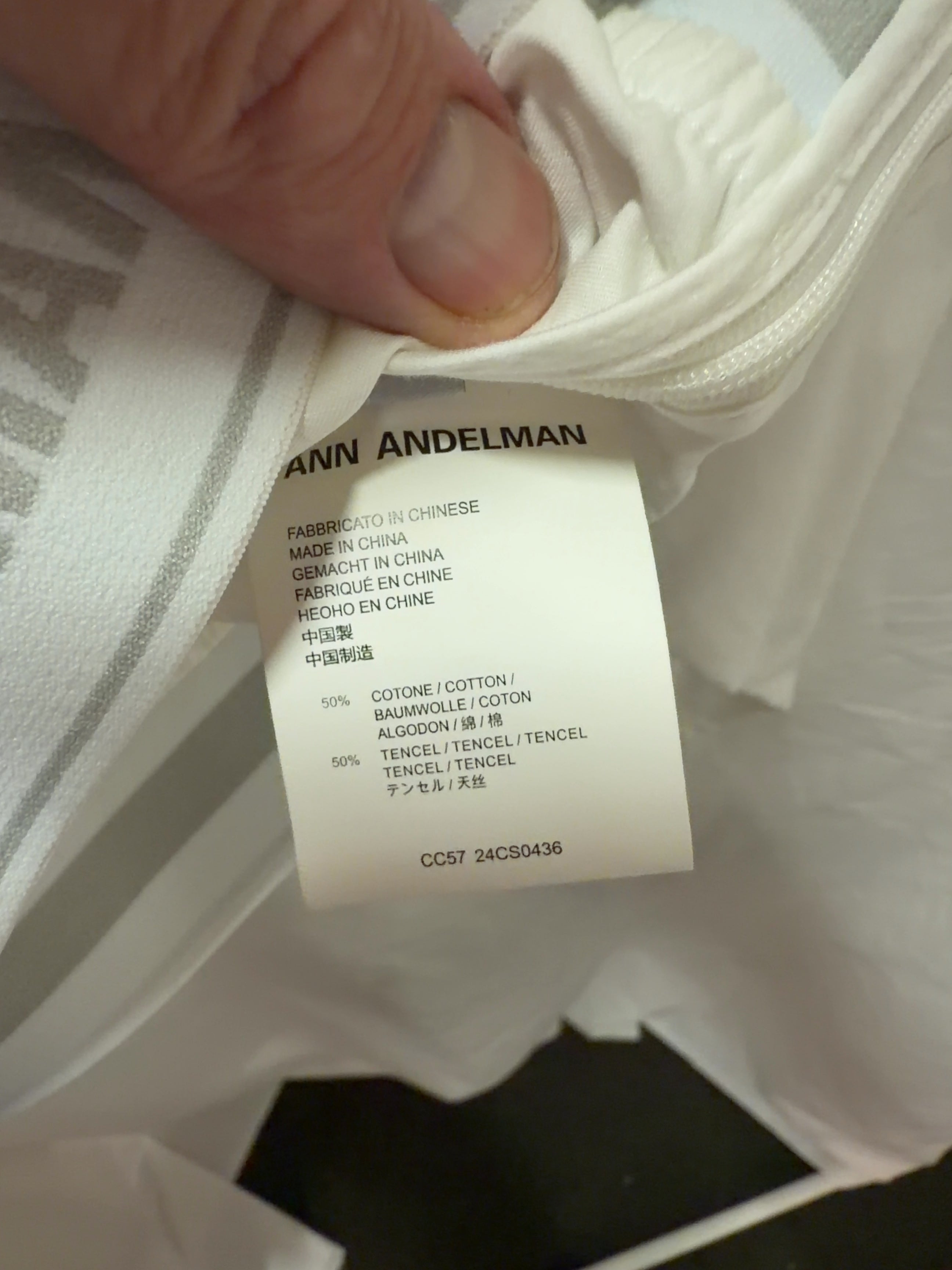 ANN ANDELMAN White White Elastic Elasticated Band Cropped Shirt, size UK S — label
