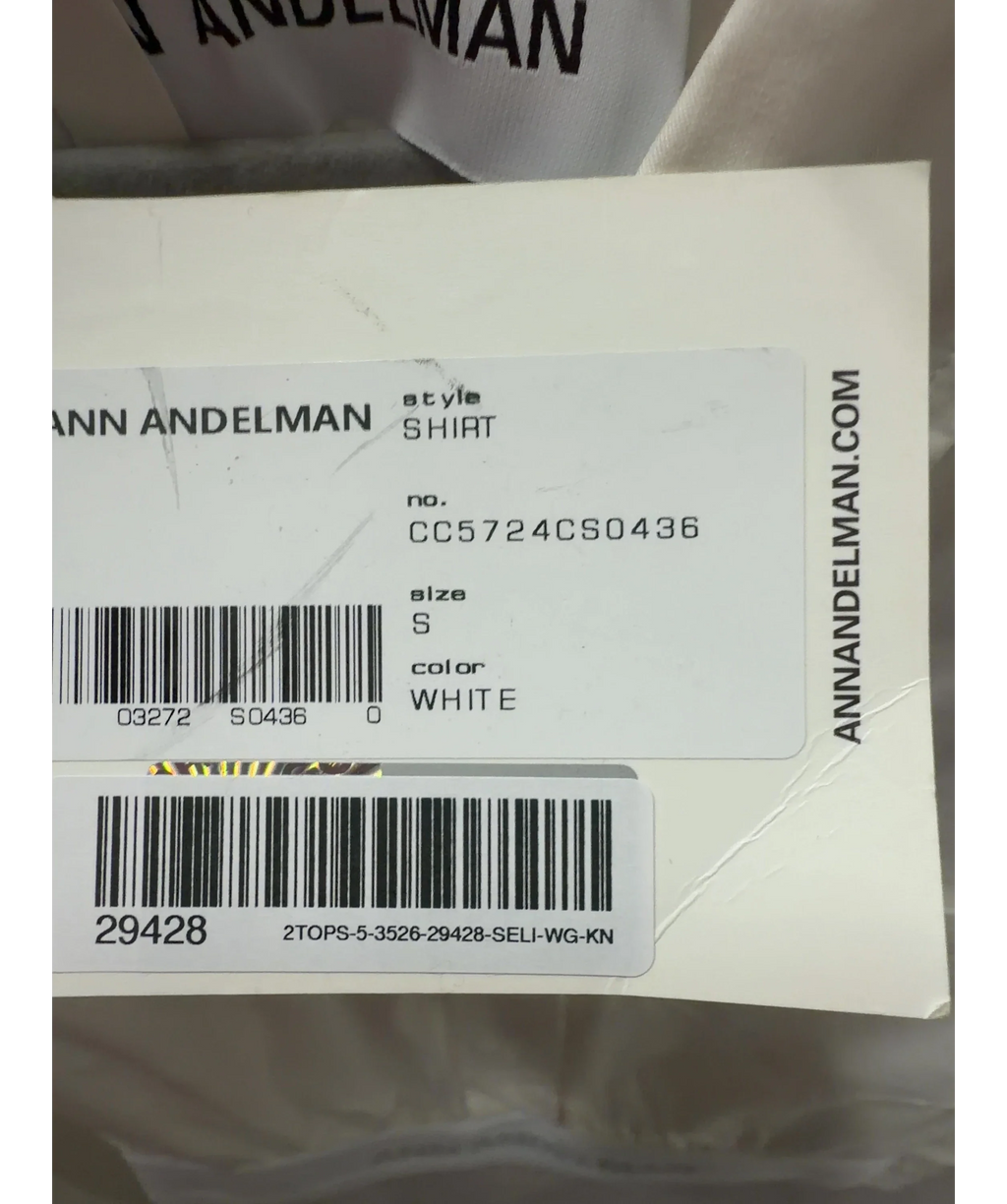 ANN ANDELMAN White Elastic Elasticated Band Cropped Shirt UK S — Size