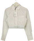 ANN ANDELMAN White White Elastic Elasticated Band Cropped Shirt, size UK S — front