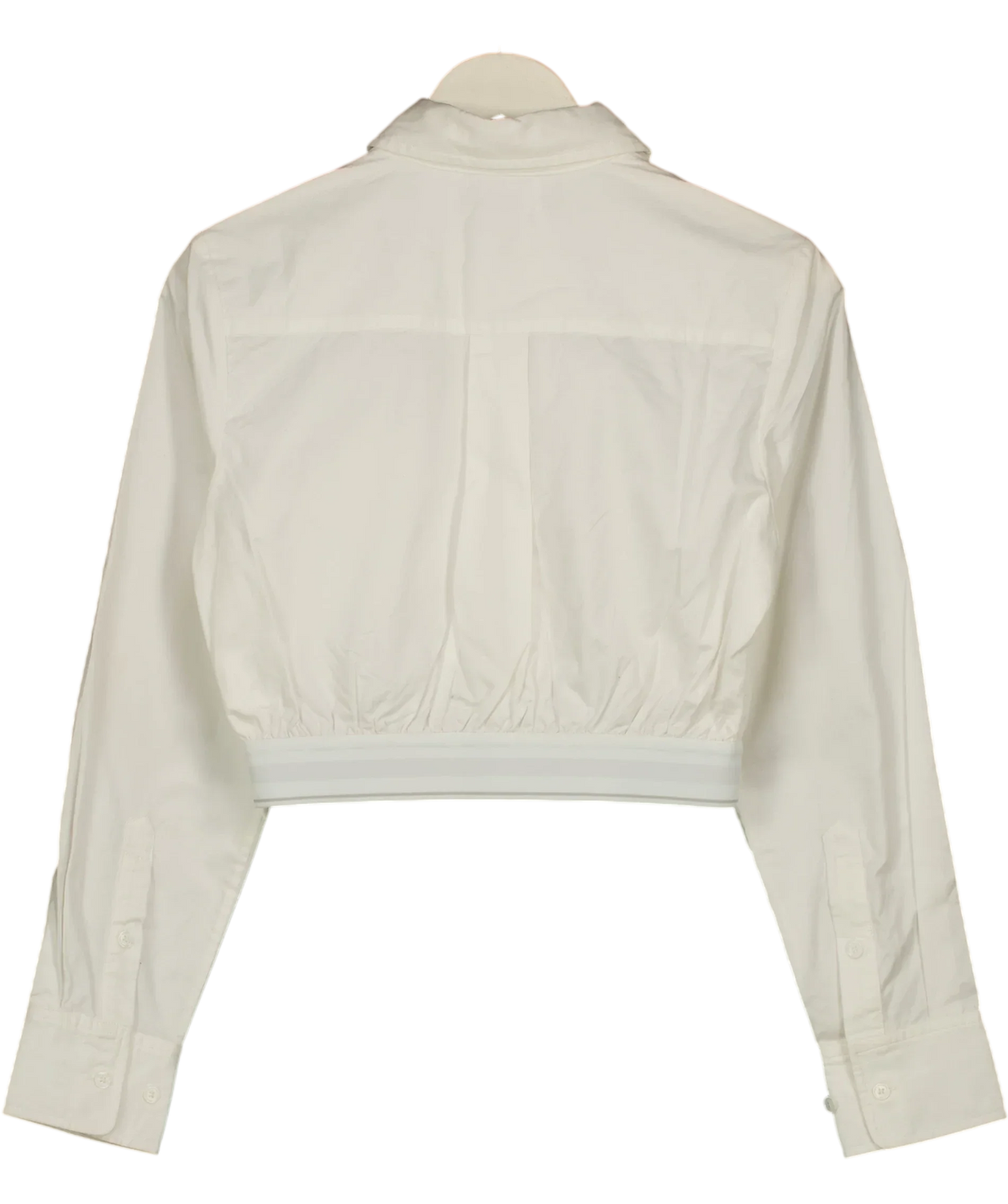 ANN ANDELMAN White White Elastic Elasticated Band Cropped Shirt, size UK S — back