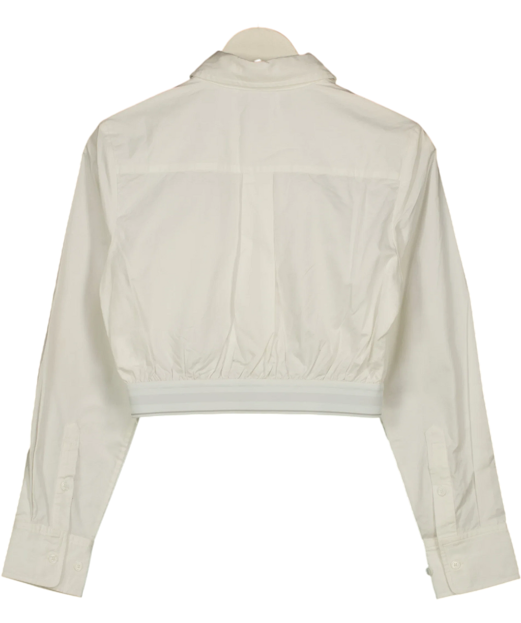 ANN ANDELMAN White White Elastic Elasticated Band Cropped Shirt, size UK S — back