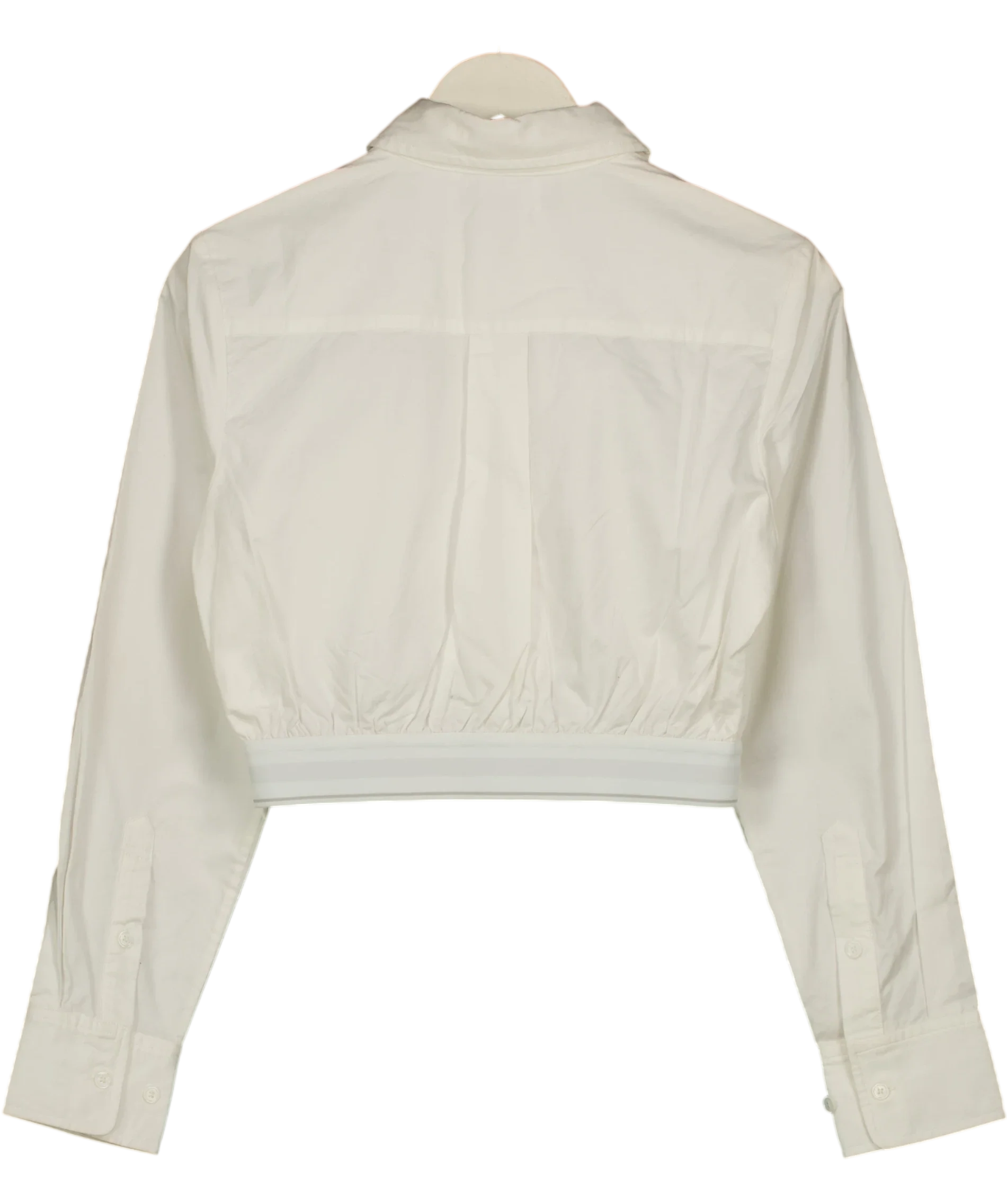 ANN ANDELMAN White White Elastic Elasticated Band Cropped Shirt, size UK S — back