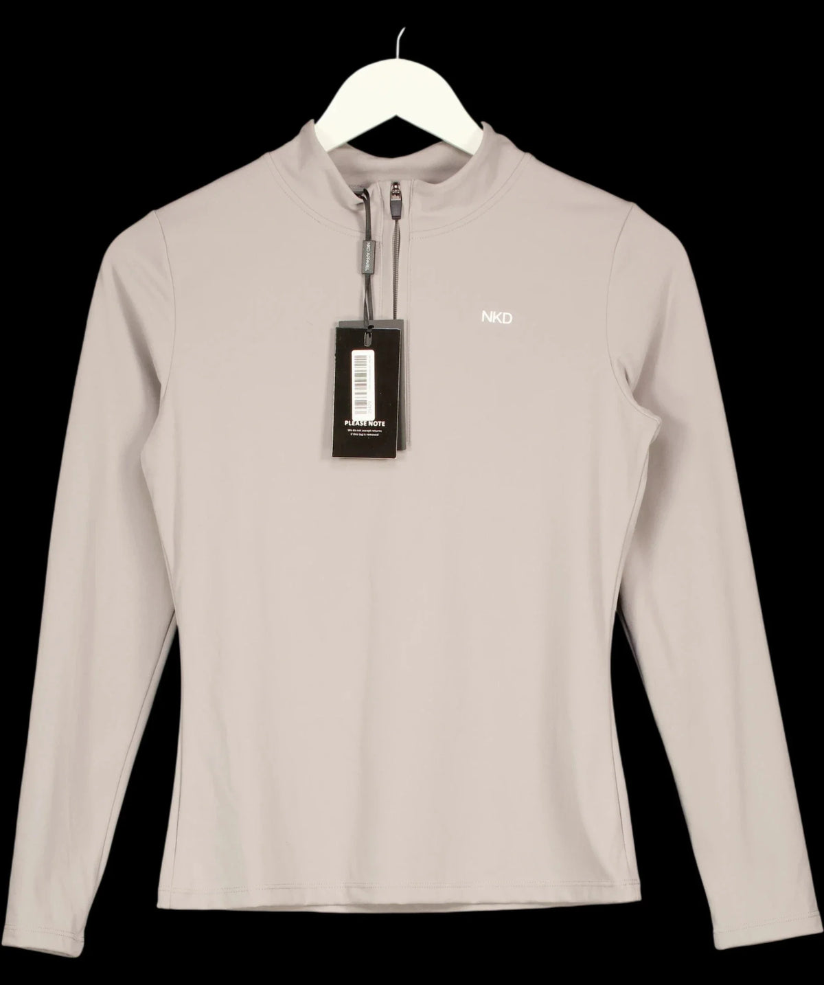 NKD Apparel Grey Ash Grey Sportive Zip Top, size UK S — care label