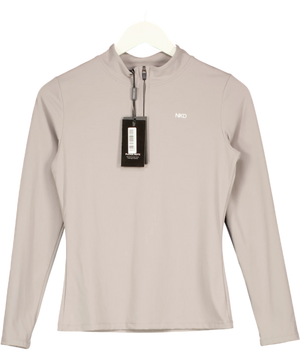 NKD Apparel Ash Grey Sportive Zip Top UK S