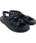 Theea London Isabella Bow Tweed Dad Sandals Black UK 6 EU 39 — Front (angled)