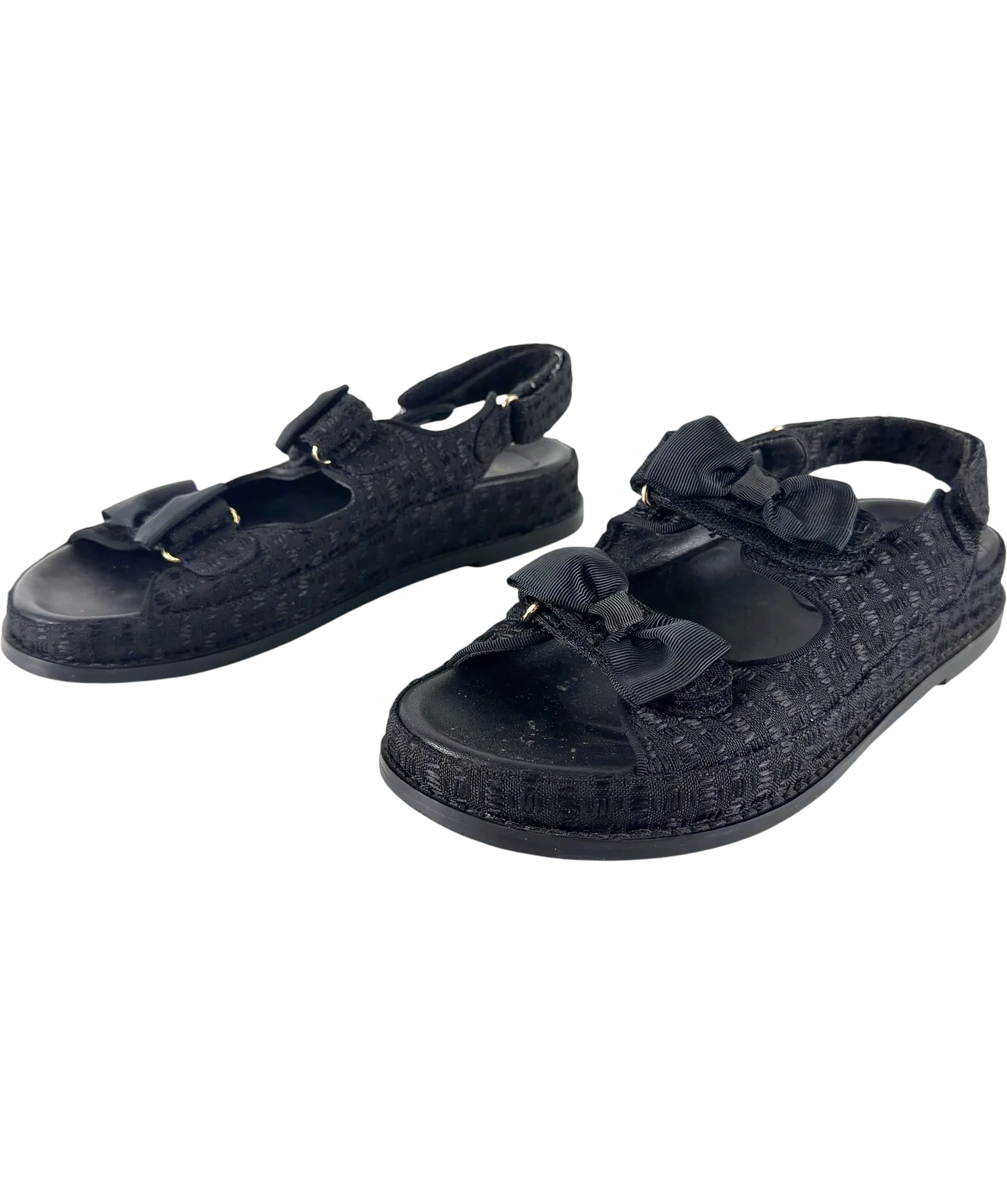 Theea London Black Isabella Bow Tweed Dad Sandals Black, size UK 6 EU 39 👠 — label