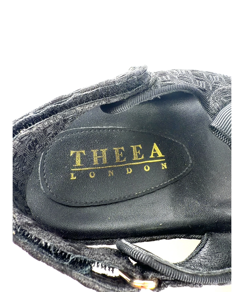 Theea London Isabella Bow Tweed Dad Sandals Black UK 6 EU 39 — Brand