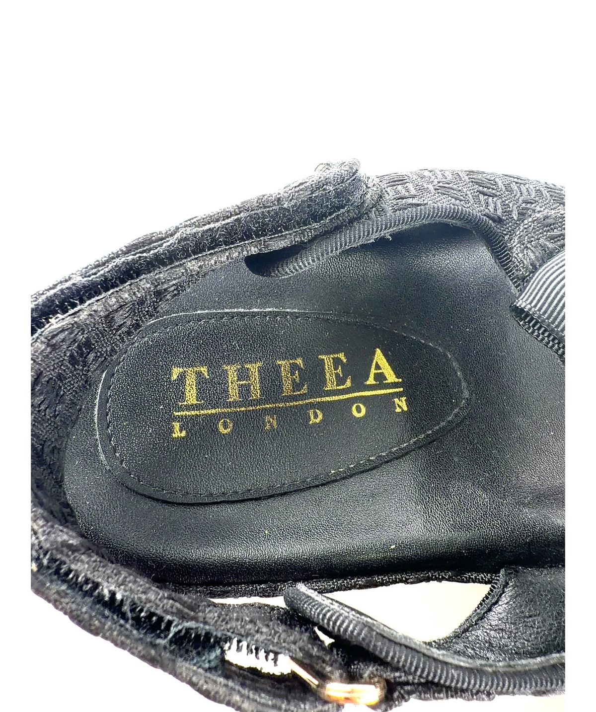 Theea London Isabella Bow Tweed Dad Sandals Black UK 6 EU 39 — Brand