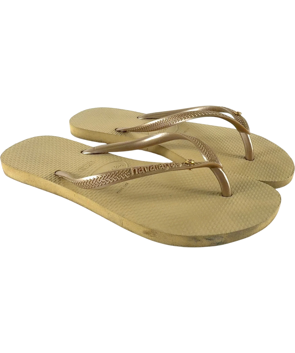 Havaianas gold Slim Flip-Flops, size UK 5 EU 38 👠 — front