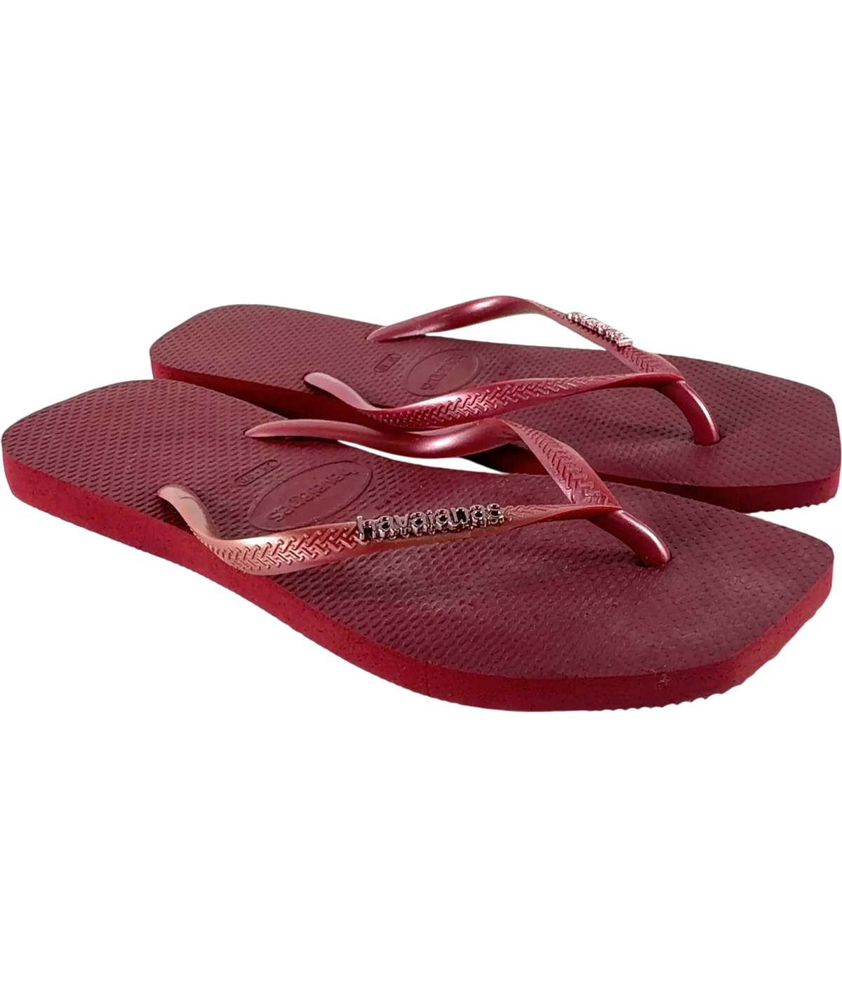 Havaianas burgundy Slim Logo Metallic, size UK 6 EU 39 👠 — front