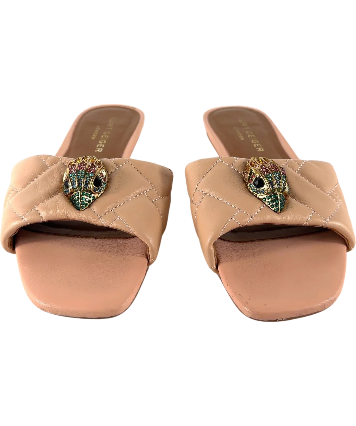 Kurt Geiger Kensington Flat Sandal NUDE BEIGE UK 6 — Front (both, face on)
