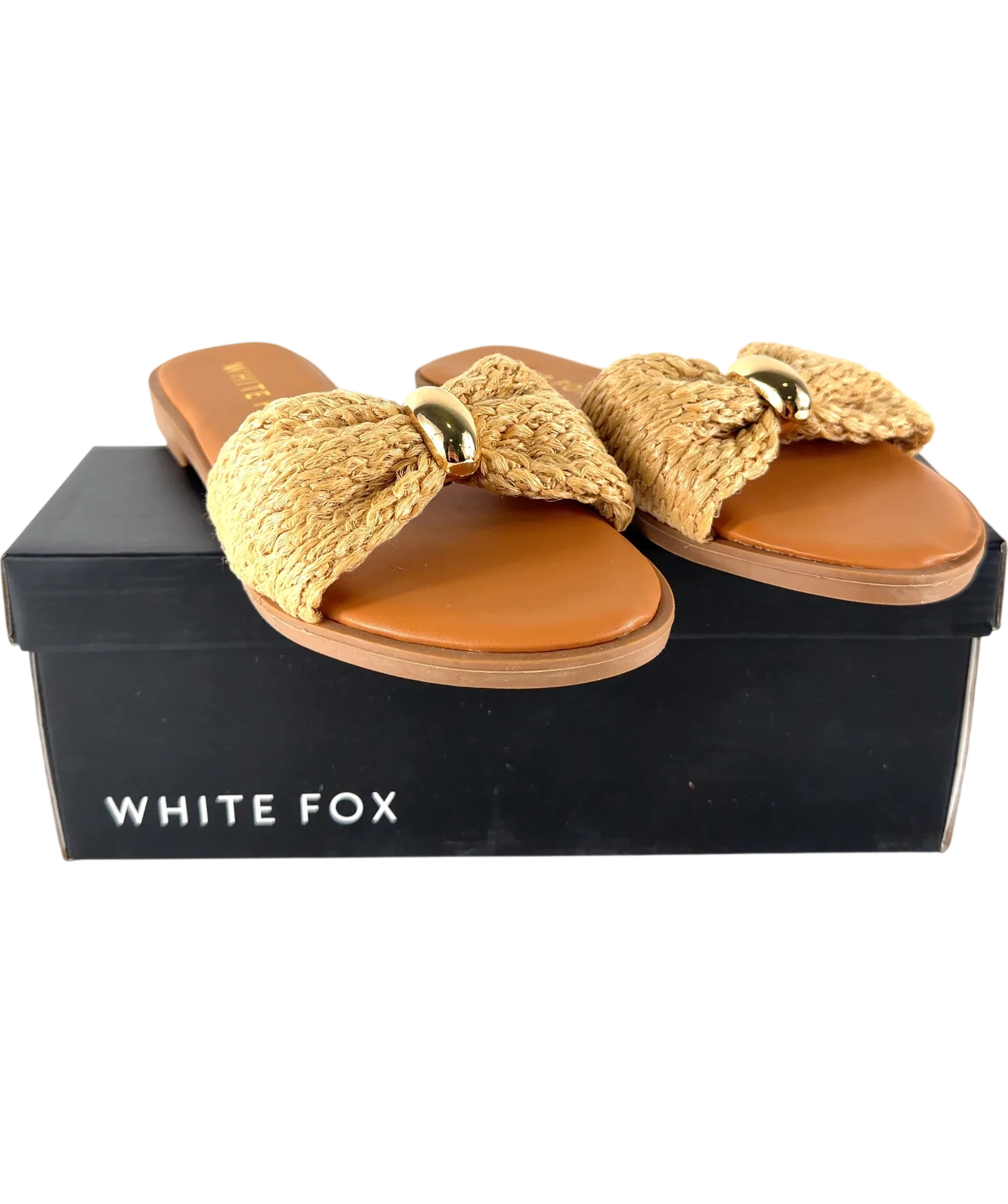 WHITE FOX Beige Bindi Slides, size UK 5 EU 38 👠 — front
