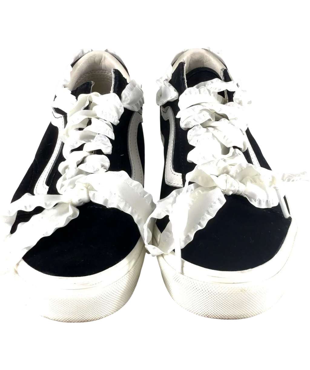 Vans Old Skool Lace-Trim Black White UK 5 — Front (both, face on)
