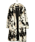 SimplyBe White Cow Print Faux Fur Longline Coat, size UK 10 — front